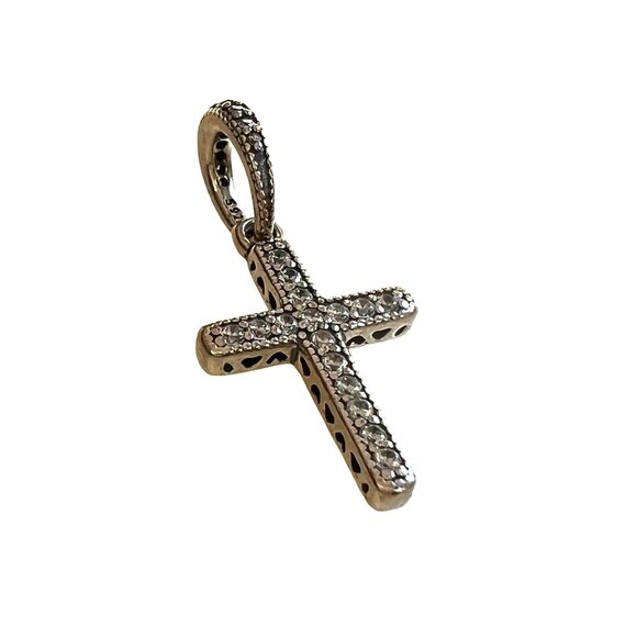 Pandora Sterling Silver Sparkling Cross Pendant Cubic Zirconia Charm - Picture 5 of 5